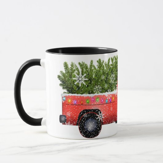 Vintager Red Truck mit Weihnachtsbaum zeichnend Ta Tasse (Links)