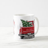 Vintager Red Truck Patriotic Flag Custom Holiday Kaffeetasse (VorderseiteRechts)