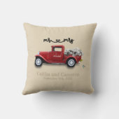 Vintager Red Truck Personalisiert Hochzeitskissen Kissen (Rückseite)