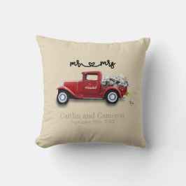 Vintager Red Truck Personalisiert Hochzeitskissen Kissen