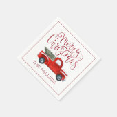 Vintager Red Truck Personalisiertes Party Serviette (Ecke)