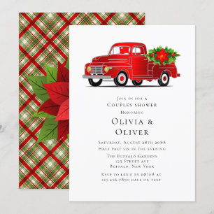 Vintager Red Truck Poinsettia Paare Dusche Einladung