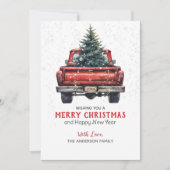 Vintager Red Truck Rustic Frohe Weihnachten (Vorderseite)