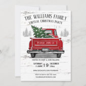 Vintager Red Truck Rustic Virtual Christmas Party Einladung (Vorderseite)