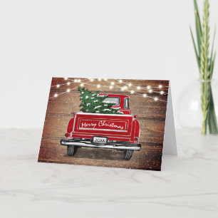 Vintager Red Truck Rustikale Lichter Weihnachten