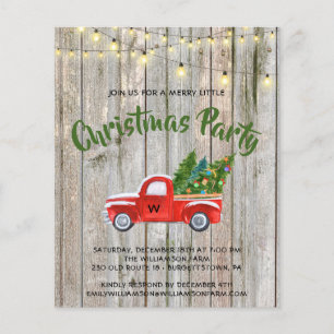 Vintager Red Truck Rustikales Weihnachtsfest Party Flyer