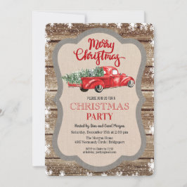 Vintager Red Truck Snowflake Weihnachten Einladung