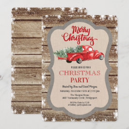 Vintager Red Truck Snowflake Weihnachten Einladung