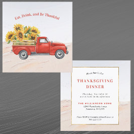 Vintager Red Truck Sonnenblumen Erntedank Einladung