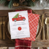 Vintager Red Truck & Tree Kariertes Weihnachtsfest Einladung