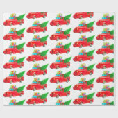 Vintager Red Truck Weihnachten Geschenkpapier (Flach)