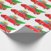Vintager Red Truck Weihnachten Geschenkpapier (Ecke)