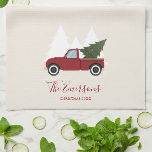 Vintager Red Truck Weihnachten Geschirrtuch