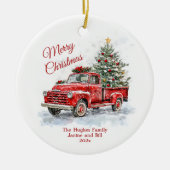 Vintager Red Truck Weihnachten Keramik Ornament (Vorne)