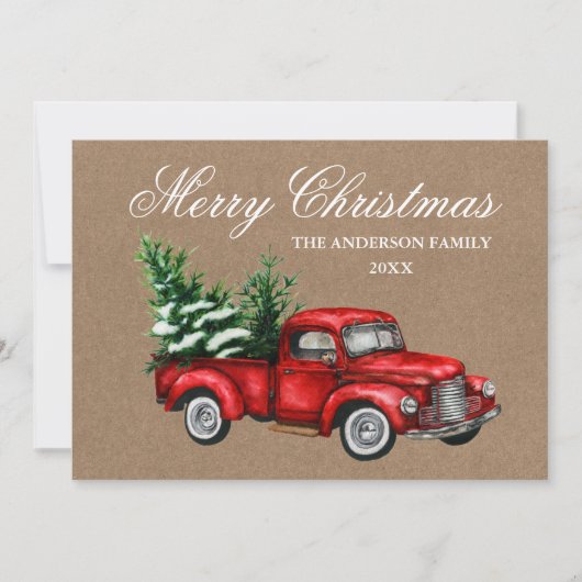 Vintager Red Truck Weihnachten Kraft (Vorderseite)