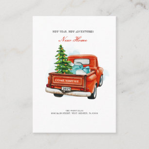 Vintager Red Truck Weihnachten Neue Zuhause Card Visitenkarte