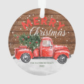 Vintager Red Truck Weihnachten Ornament (Rückseite)