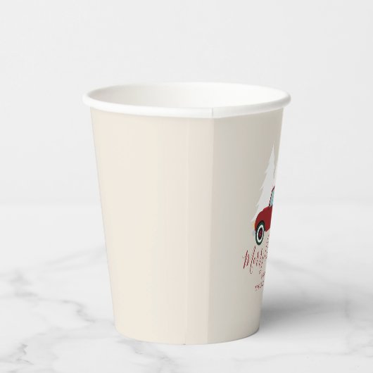 Vintager Red Truck Weihnachten Pappbecher (Rechts)