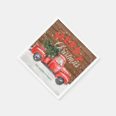Vintager Red Truck Weihnachten Serviette (Ecke)