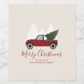 Vintager Red Truck Weihnachten Weinetikett (Einzelnes Label)
