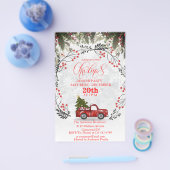 Vintager Red Truck Weihnachts-Einladung Flyer (Einzeln)