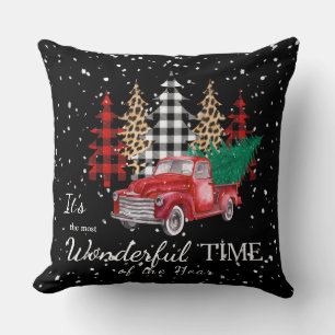 Vintager Red Truck Weihnachtsbaum Kissen