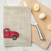 Vintager Red Truck Weihnachtsbaum Küchentücher (Viertel Falte)