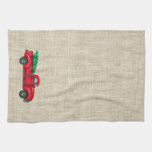 Vintager Red Truck Weihnachtsbaum Küchentücher (Horizontal)