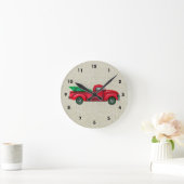 Vintager Red Truck Weihnachtsbaum-Uhr Runde Wanduhr (Zuhause)