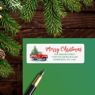 Vintager Red Truck Weihnachtsbaum Wasserfarbenrück