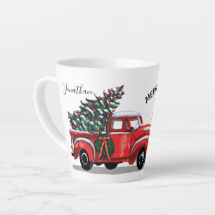 Vintager Red Truck Weihnachtsbaumname Skript Milchtasse
