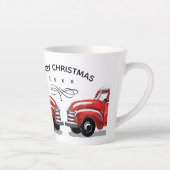 Vintager Red Truck Weihnachtsbaumname Skript Milchtasse (Rechts)