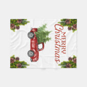 Vintager Red Truck Weihnachtsblankon Fleecedecke (Vorderseite (Horizontal))