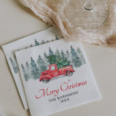 Vintager Red Truck Weihnachtsfest Abendessen Serviette
