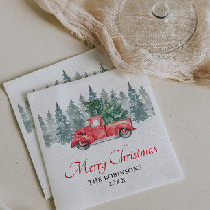 Vintager Red Truck Weihnachtsfest Serviette