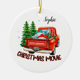 Vintager Red Truck Weihnachtsfilm Keramik Ornament