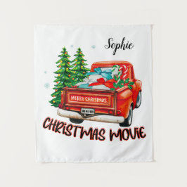 Vintager Red Truck Weihnachtsfilm Wandteppich