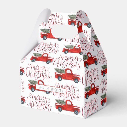 Vintager Red Truck Weihnachtsmann Geschenkboxen Geschenkschachtel (Vorderseite)