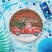 Vintager Red Truck Weihnachtspapier-Teller Pappteller (Party)