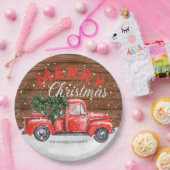 Vintager Red Truck Weihnachtspapier-Teller Pappteller (Party)
