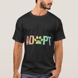 Vintager Regenbogen Adoptiere eine Hunde-Rettungsr T-Shirt