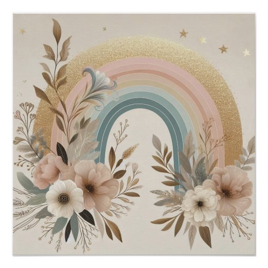 Vintager Regenbogen-Clipart - pastel & neutral Poster (Vorderseite)