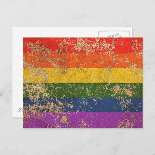 Vintager Regenbogen-Gay Pride-Flag Postkarte (Vorne/Hinten)