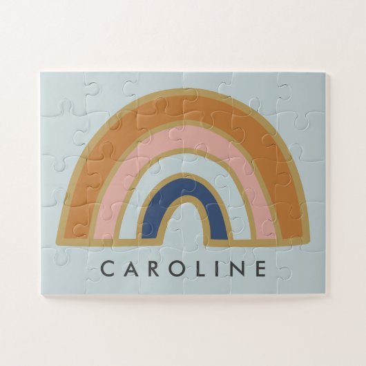 Vintager Regenbogen Personalisierter Name Kinder Puzzle (Horizontal)