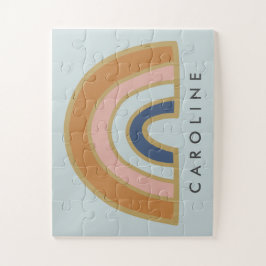 Vintager Regenbogen Personalisierter Name Kinder Puzzle