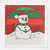 Vintager Regenbogen Schneeflocken Rot Grün Serviette (Vorderseite)