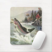 Vintager Regenbogenforellenfisch, Fischfang Mousepad (Mit Mouse)