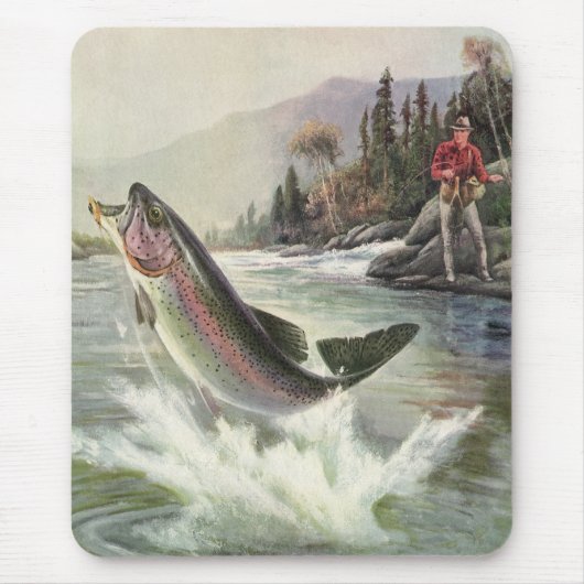 Vintager Regenbogenforellenfisch, Fischfang Mousepad (Vorne)