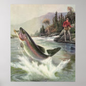 Vintager Regenbogenforellenfisch, Fischfang Poster (Vorne)