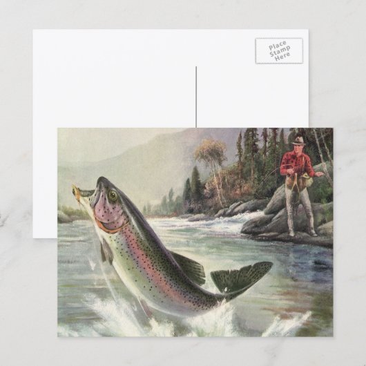 Vintager Regenbogenforellenfisch, Fischfang Postkarte (Vorne/Hinten)